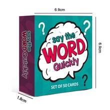 HEART BRIDGE 1pc Say The Word Quickly Game Cards, Tabletop Game For Entertainment & Party, 50 Cards For Time Challenge To Exercise Brain Reaction Speed & Vocabulary, Icebreaker For Social Interaction, Great Gift For Thanksgiving/Valentine's Day/Halloween/Christmas, Suitable For Family Gathering - Mint Green - View 3