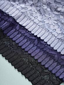 3 قطع سروالات مُخصرة من دانتيل بخصر عالي للمرأة البدينة أحادية اللون - متعدد الألوان - مشاهدة 3