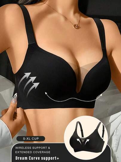 1pc Bra Tanpa Wayar Tanpa Laras Jaring Patchwork Tanpa Lapik, Kasual & Selesa