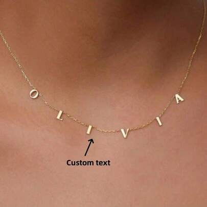 1 pieza Collar de letra personalizada de mujer de oro y plata, cadena de gargantilla simple, colgante con nombre personalizado sin acero, regalo para mamá, mamá, acero inoxidable chapado en oro, letra inglesa, collar de moda retro, diseño personalizado de hip hop, dulce, genial, (solo letra inglesa personalizada) oro elegante, moda de otoño, regalos ideales para ella, amigos para aniversarios, para el Día de San Valentín, para el Día de la Madre, para cumpleaños, graduación, Día del Padre, bodas, para uso diario, para fiestas, para bailes de graduación, collares de palabras personalizados, con glamour, negro, plata, oro, elegante, colorido, vintage, simple, unisex, casual, lindos, personalizados, únicos, regalos ideales para él, regalos ideales para ella, ella, novio, novia, papá, mamá, familia, amigos, para aniversarios, para cumpleaños, para graduación, para bailes de graduación, para fiestas, Año Nuevo Glamour