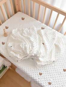 1 件柔软绒球婴儿床床单，透气吸湿排汗尿布垫套，适用于婴儿摇篮、摇篮、迷你婴儿床 100*60cm、120*60cm、132*72cm - 白色 - 查看 2