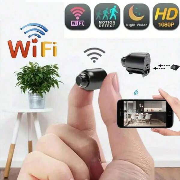 Wireless WiFi Mini Camera Home Security Camera, No Plug-In Required, Indoor HD Night Vision, Mobile Remote Monitoring