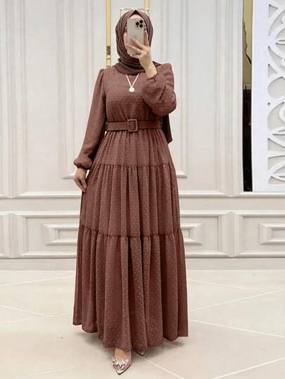 新款时尚系带长袖连衣裙，优雅休闲日常连衣裙，新年连衣裙