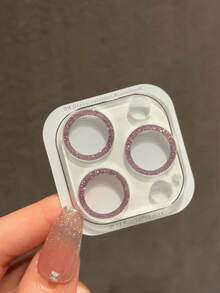 1片装一体式闪光苹果15 Pro Max镜头贴膜，兼容 17/17 Air/17 Pro/17 Pro Max/14 Pro Max相机镜头保护环框盖钢化玻璃透明细闪镜头贴膜 - 粉色 - 彩色 - 查看 17