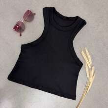 Regata Feminina Canelada Ribana Blusa Croppet Basica Flow