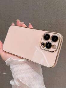 1pc Electroplated Solid Color Straight Edge Durable Matte Comfortable Full Coverage Phone Case Compatible With IPhone 11/12/13/14/15/16/Galaxy S24 FE/ 16 Pro Max/ Edge 30/Redmi Note 13 Pro+/Infinix Smart 8/Infinix Hot 40i/Spark 20/Spark 20C/Spark Go 2024/Honor X8 6D Waterproof Shockproof Anti-Fall Scratch Resistant - Pink - View 4