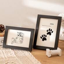Pet Footprints Handprints Dog Paw Creative Birthday Gift Wooden Photo Frame Albums Personalized Modern 5/6/7/8 Inch Picture Frame Stand For Wall Hanging Decorative Commemorative Keepsake Gift