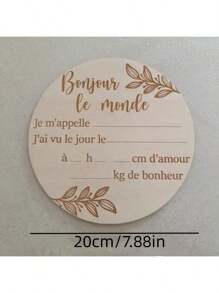 1 pièce Panneau de bienvenue en bois, design sculpté "Bonjour Le Monde", bois naturel, convient aux nouveaux parents et aux adolescents, cadeau pour les futures mères