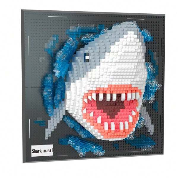 3D Wall Art Shark Eagle Bird Animal Micro Mini Building Blocks Set For Adults, Unique Home Wall Decoration Or Desktop Display, Suitable As Creative Birthday Gift Toy (1924 Pieces) Not Compatible With