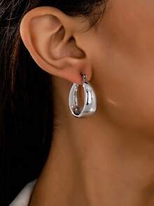 金屬耳環 - 銀色 - 查看 2