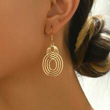 1 Pair Fashionable Personalized Exaggerated Vintage Bohemian Hollow Geometric Multi-Layer Gourd Shaped Earrings