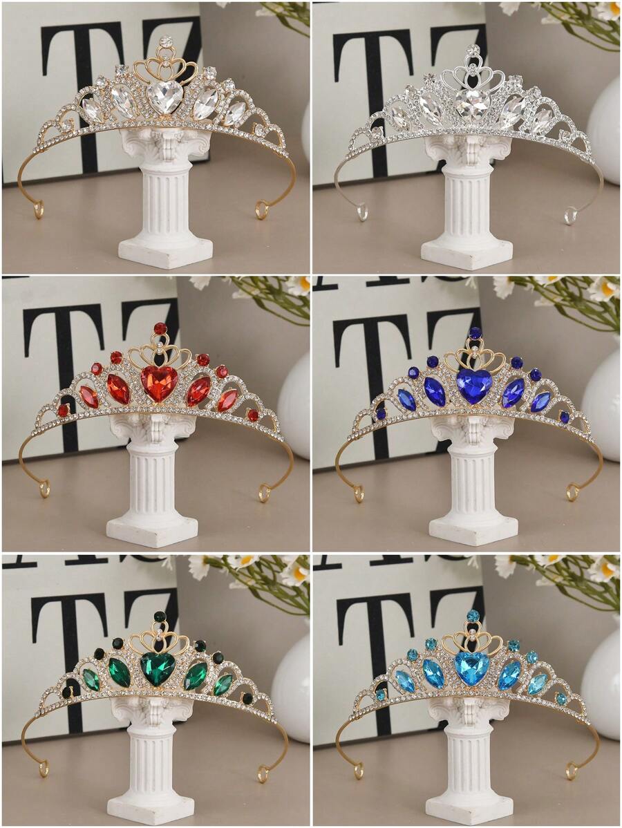 1 Stück minimalistisches Haarband mit Herz- und Kronenmuster, bezaubernder Prinzessinnenstil, geeignet für Brautjungfern, Geburtstags-Partys, Festivals, Prinzessinnen- und Ritter-Themen-Events