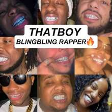 THATBOY [Ornamentos de Dentes de Punk Hip Hop] 2 peças/Conjunto Aparelho de Dentes de Punk Hip Hop com Dez Dentes - Ornamento de Dentes para Vestimenta Corporal