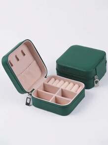 1pc Jewelry Storage Box With Mirror, PU Leather Jewelry Box, Jewelry Organizer, Travel Storage Box, Portable Jewelry Box, For Rings, Necklaces, Earrings, Pendants, Bracelets, Earring Storage, Cruise Essentials, Travel Essentials, Multi-Function Jewelry Storage Display Box, Gift Box For Girls And Women, Valentine's Day Gifts, Easter Gifts, Holiday Gifts.