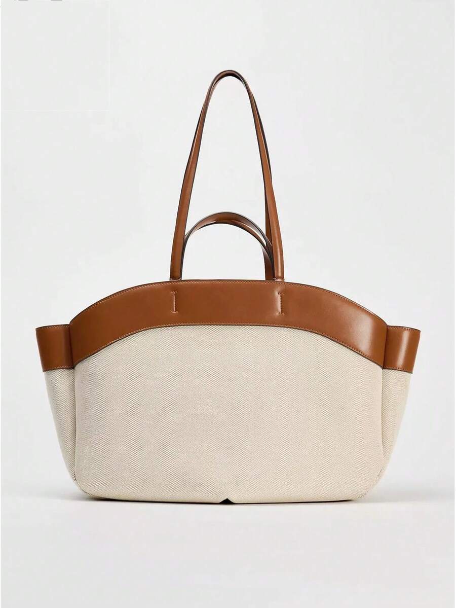 Túi Tote Canvas Dung Tích Lớn Mới Về Cho Nữ, Túi Mua Sắm Thời Trang, Túi Xách Nữ Công Sở Thường Ngày Hoàn Hảo Cho Công Việc Văn Phòng Và Công Sở - màu nâu - Xem 1