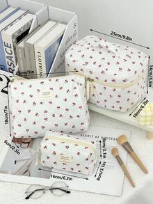 1 Black & White Color Matching Cosmetic Bag With Bow Pattern, Multifunctional Makeup Storage Bag Portable Makeup Brush Clutch With Zipper Closure For Lipstick, Brushes, Skincare, Storage Box, Jewelry Storage Box, Lip Gloss Storage Box - Multicolor - View 10