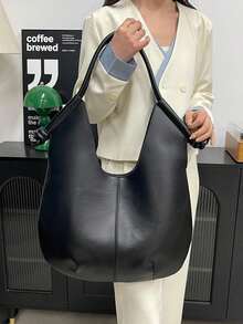 A105 Oversized Underarm Tote Bag For Women, New Autumn/Winter Design, Large Capacity, Shoulder Bag, Dark Chic Rocker Style, Versatile For Commuting All Year Round - Black - View 7