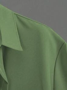 Men's Solid Color Casual Button-Down Short Sleeve Shirt - 薄荷綠 - 查看 4