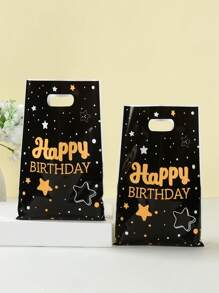 10/25/50Pcs Black Gold Star Gift Bags,Happy Birthday Tote Bags,Hand-Held Bags,Handbag,Gift Wrapping Bags,Birthday Party Decor,Birthday Decoration,Party Favor Bags,Gift Bags For Guest