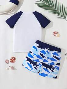 Conjunto de 2 piezas de traje de baño para niños, pantalones cortos y camiseta para natación de niños pequeños ropa de playa