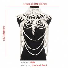 1 peça de corrente de pérola falsa branca feita à mão, design ondulado moderno, adequada para casamento, baile de formatura, festa, desfile, presente