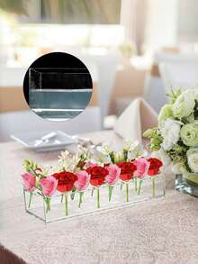 Clear Acrylic Flower Vase Rectangular Floral Centerpiece For Dining Table Modern Flower Arrangement For Home Decor Or Weddings Beauty Flier Rectangular Floral Centerpiece For Dining Table Modern Flower Holder Box Clear Vases For Home Decor Wedding(Flowers Not Included) Room Decor Glass Vase
