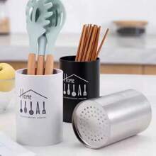 1pc Stainless Steel Chopstick Holder, Kitchen Tool, Tabletop Cutlery Organizer, Draining, Suitable For Kitchen, Dining Room, Outdoor Camping, Party, Housewarming Gift, Large Capacity Storage Box, Valentine's Day, Gift For Friends, Neighbors, Summer Camping Storage, Back To School Supplies