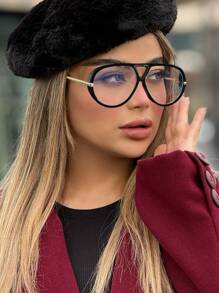 1pc Women's Big Frame Fashion Glasses, European & American Style Fashion Glasses, Outdoor Traveling & Street Style Accessories Fashion Glasses For Women Shades For Ladies Eyeglasses Fall Winter Outfits Beach Accessories Vintage Y2k Basics Business Casual Gifts For Summer Beach Vacation,Outdoor,Travel