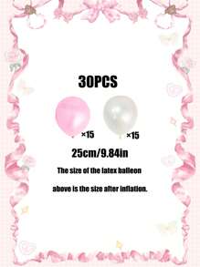 30pcs Pearlescent Pink & White Latex Balloons, Suitable For Wedding, Engagement, Anniversary, Bachelorette, Gender Reveal, Birthday Party Decor