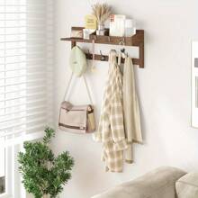 Key Hooks Wall Hooks With Shelves Entrance Wall Hangers Wooden Coat Hooks Wall Hangers With Shelves Wall Hangers With 5 Double Hooks 3 Key Hooks Mail Organizer And Key Holder Key Holder