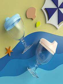 1pc 150ml Plastic Stemmed Glass Cup, Baby Juice Cup Toddler Water Cup With Straw, Anti-Drop - Multicolor - View 11