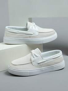 Klassische vielseitige Herrensneaker, Schnürung vorne, einfach zu bedienende Sportschuhe, rutschfeste Outdoor Lässig Rundkappen Trainingsschuhe, modische und attraktive kleine weiße Schuhe - Weiss - Übersicht 4