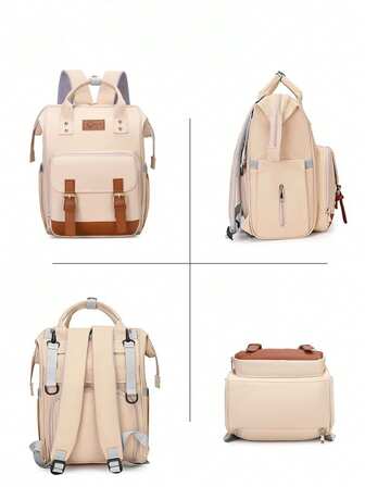 1 套纯色尼龙优质妈咪背包，容量大，可拆卸肩带，适用于婴儿车、旅行、尿布包