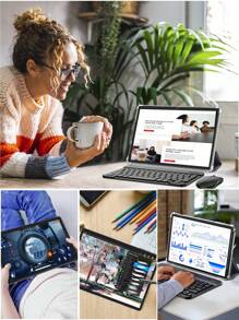Relndoo Android Tablet With Keyboard And Mouse, Android 14 Tablets, 2 In 1 Tablet, 10 Inch Tablet With Laptop Case, Stylus, Data Cable, RK3562 Quad-Core 2.0 GHz, (6GB+6GB)RAM+128GB ROM, 2MP+8MP Dual Camera, 1280*800px HD Touchscreen, 6000mAh Battery, Supports 1TB SD Expansion, 802.11n Wifi 2.4G/5G Wireless, GPS, Certified Tablet PC-Black