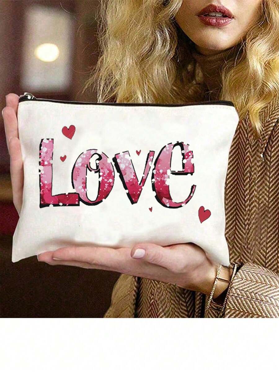 1pc Multi-Function Canvas Zipper Bag - Perfect For Snacks, Cosmetics And School Supplies | Designed | Ideal Gift For Friends Graduation - Multicolor - View 1