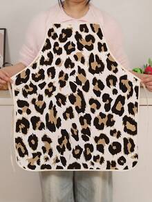1 件豹纹创意图案围裙，男女皆宜，烹饪和烘焙围裙，厨房用品毕业季礼物 - 彩色 - 查看 8