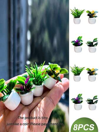 Pianta in vaso artificiale in miniatura, bonsai in miniatura, vaso di fiori finti, pianta simulata per giardino in miniatura, decorazione da esterno, il miglior regalo