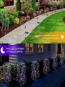 2/4/6/8pcs Solar Multi-Color Firecracker Lights, 200 LED Firework Fairy Lights, 8 Strong Light Modes, Powered By Solar Energy,IPX4 Waterproof, Very Suitable For Courtyard, Garden, Path, Party Decoration, Christmas, Halloween Decoration