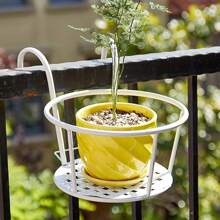 1/3pcs Contemporary Metal Balcony Flower Rack, Hanging Outdoor Railing Flower Pot Holder, Indoor Iron Guardrail Bonsai Stand For Home Garden Decor