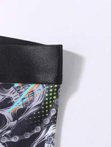 3pcs/Set Men's Fashionable Mixed Color & Pattern Underwear, Halloween Skeleton Casual Interesting Cute Polyester Elastic Waistband Thin Boxer Briefs, Suitable For Spring/Summer/Autumn - Multicolor - View 7