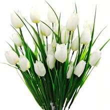 4 Bundles Artificial Tulips Flowers Bouquet Home Garden Wedding Decor