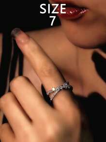 1pc S925 Sterling Silver Multifunctional Elegant Starry Criss-Cross Cubic Zirconia Ring, Versatile For Women, Suitable For Wedding, Daily Wear, Bride, Holiday Party Gift
