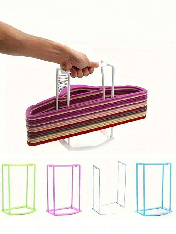 Multi-Color Plastic Clothes Hanger Organizer Rack,Hanger Storage Rack – Space-Saving Holder For Closet Organization – Convenient, Sturdy Hanger Storage Stand For Easy Accessibility & Efficient Sorting