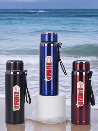 New 1000ml/800ml Large-Capacity Stainless Steel Vacuum Insulated Insulated Cup, Exquisite And Simple Outdoor Sports Cup, Car Cup, Suitable For Various Beverages Such As Tea, Coffee, Milk, Juice, Etc., Suitable For Work, Picnic, Travel, Camping, Going To Work, Vacation, Fitness, As A Gift For Friends And Relatives, Graduation Season, And Present,Back-To-School Season