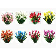 4 Bundles Artificial Tulips Flowers Bouquet Home Garden Wedding Decor