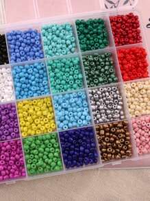 1 caja de cuentas de semilla de laca sólida de 3 mm / 4 mm, 24 colores de cuentas de semilla para hacer pulseras, cuentas para pulseras de la amistad para niñas y adultos, cuentas pequeñas para manualidades de joyería DIY
