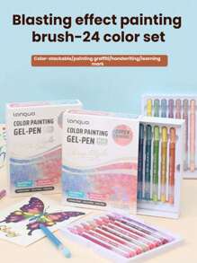 24-Color Flash Special Effect Painting Brush, 1.0mm Bullet, Large-Capacity Marking Painting Brush, Highly Attractive Stackable Color Visible Ink Level - Suitable For Paper Jams, Diaries, Paintings, Markings, Coloring, Art Projects Back To School