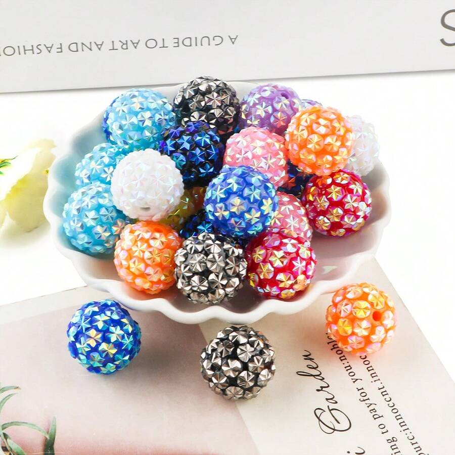12 件，20 毫米时尚亚克力珠（包括雪花形亚克力珠）适用于 DIY 手工艺品、珠笔、钥匙扣吊坠等 - 彩色 - 查看 1
