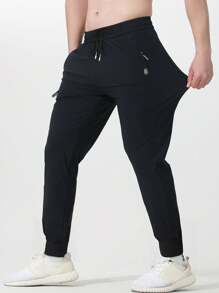 Pantalones casuales de cintura con cordón de unicolor, ajuste delgado, adecuados para uso diario, al aire libre, senderismo, correr, ejercicio físico