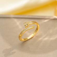 1 pieza Anillo de diseño de uñas chapado en oro de acero inoxidable, joyería personalizada creativa, anillo unisex de moda minimalista casual y versátil retro para hombres y mujeres, apto para la calle, uso diario, fiestas, vacaciones, regalo de graduación, joyería